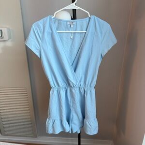 Tobi Sky Blue V-Neck Romper